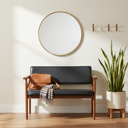 Sofá de Dos Plazas Modernas Mediados Siglo Negro