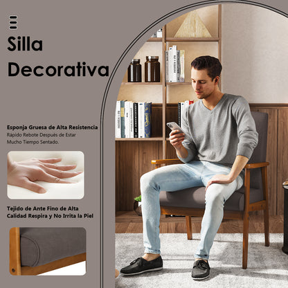 Silla Decorativa Moderna de Mediados de Siglo con Marco de Madera Marrón