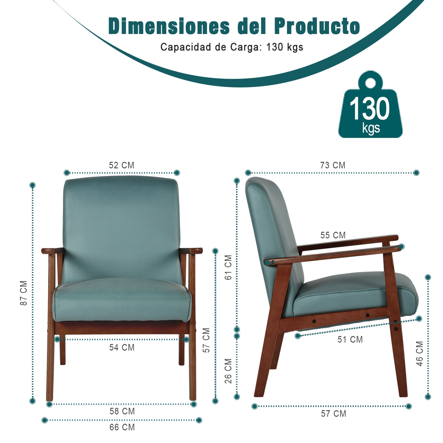 Silla Decorativa Moderna de Mediados de Siglo con Marco de Madera Verde