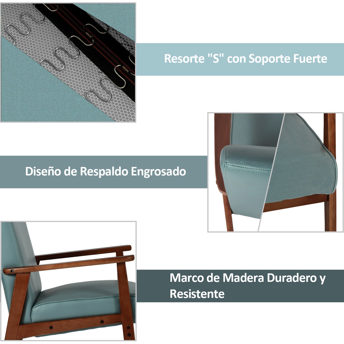 Silla Decorativa Moderna de Mediados de Siglo con Marco de Madera Verde