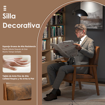 Silla Decorativa Moderna de Mediados de Siglo con Marco de Madera Marrón Vintage