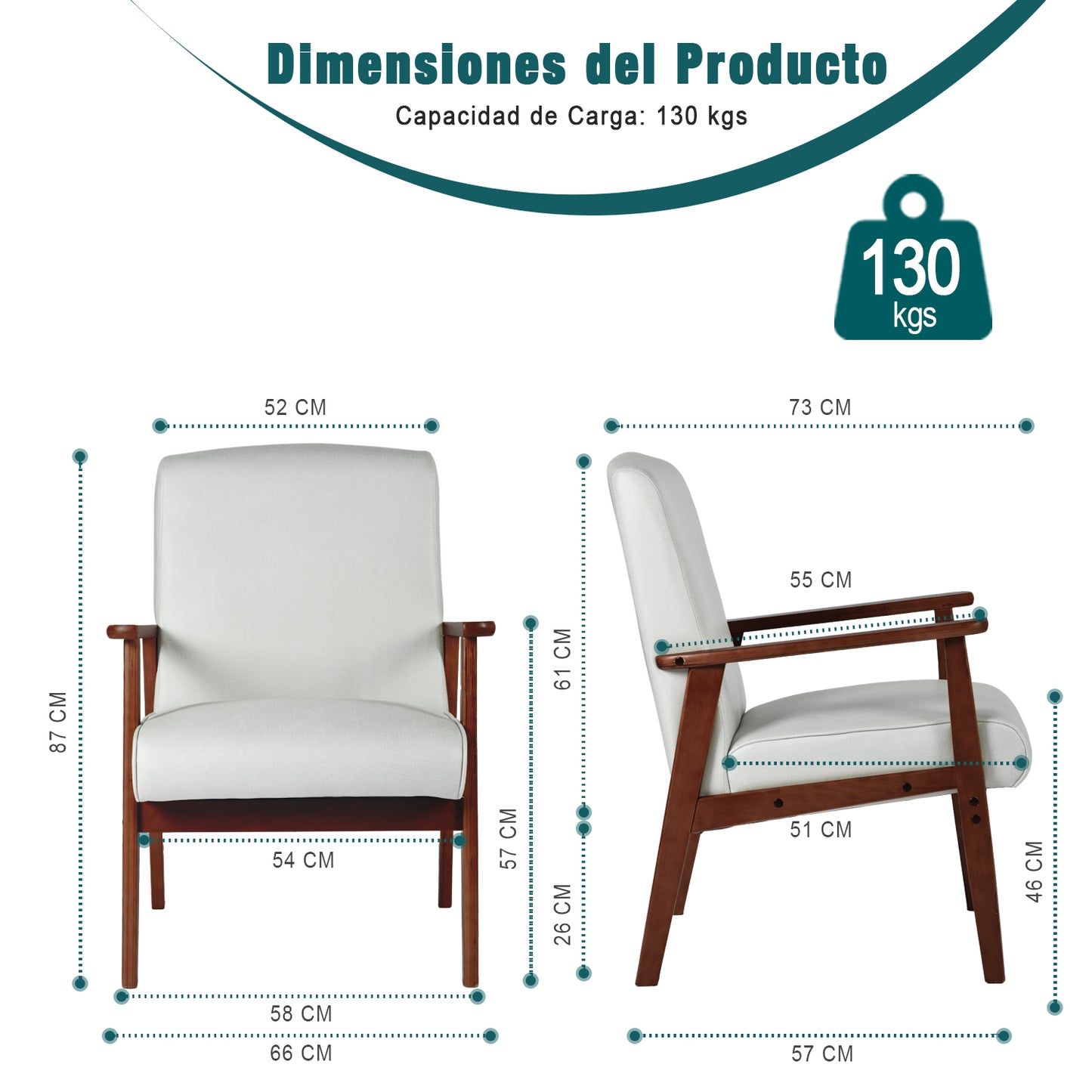 Silla Decorativa Moderna de Mediados de Siglo con Marco de Madera Beige