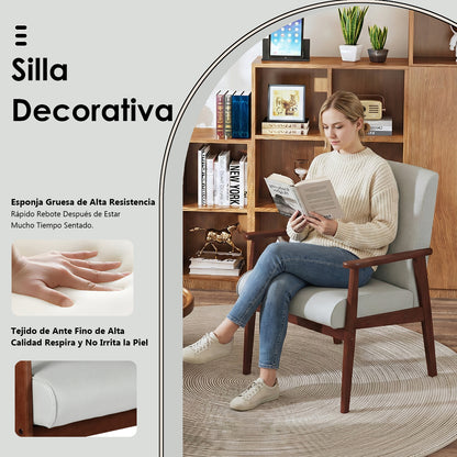 Silla Decorativa Moderna de Mediados de Siglo con Marco de Madera Beige