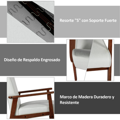 Silla Decorativa Moderna de Mediados de Siglo con Marco de Madera Beige