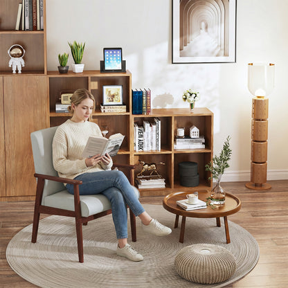 Silla Decorativa Moderna de Mediados de Siglo con Marco de Madera Beige