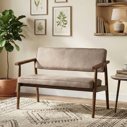 Cyber FurnitureR Sofá de Dos Plazas Modernas Mediados Siglo Gris Pardo