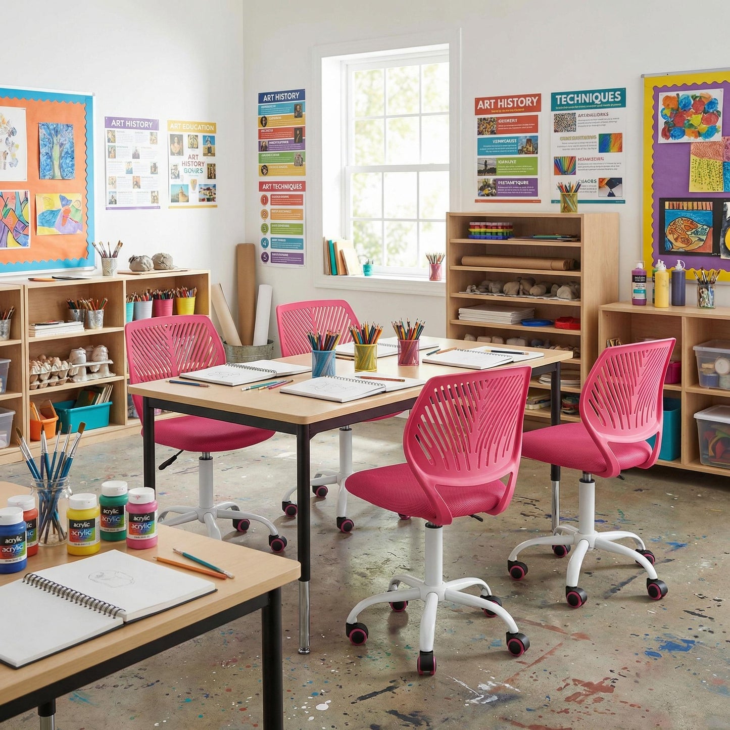 Silla de Estudio Ajustable para Niños Rosa