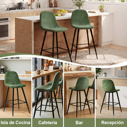 Juego de 2 Taburetes de Bar Modernas Verde