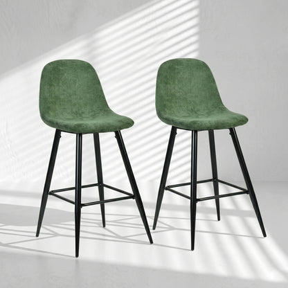 Juego de 2 Taburetes de Bar Modernas Verde