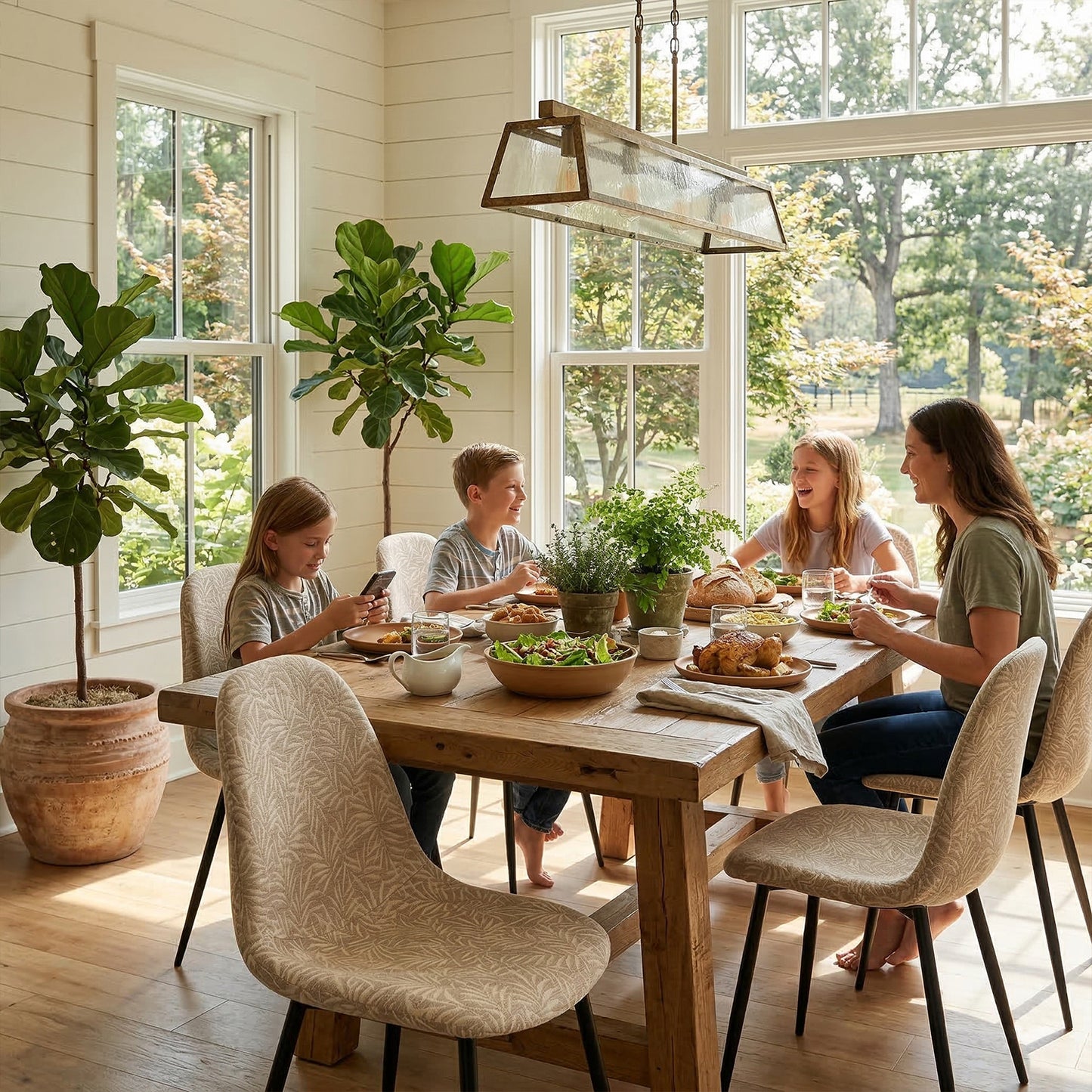 Cyber FurnitureR Juego de 4 Sillas de Comedor Beige