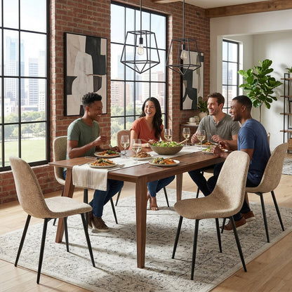 Cyber FurnitureR Juego de 4 Sillas de Comedor Beige