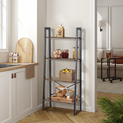 Estantería de Escalera, Estantería de 4 Niveles, Estantes de Almacenamiento, Baño, Sala de Estar