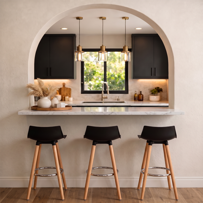Set de 2 Bancos de Bar Modernos y Cómodos Estilo Nórdico Minimalista - Negro