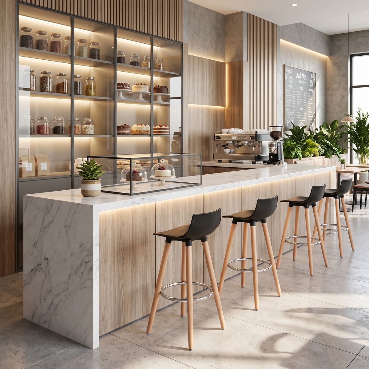 Set de 2 Bancos de Bar Modernos y Cómodos Estilo Nórdico Minimalista - Negro