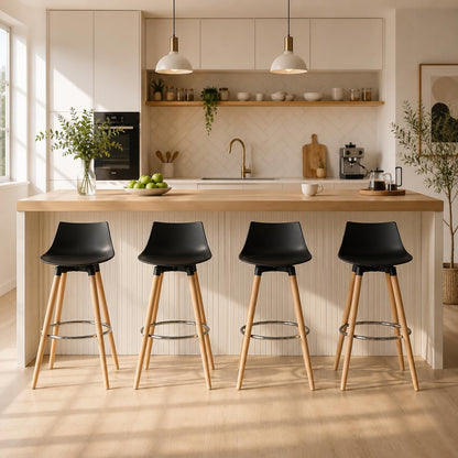 Set de 2 Bancos de Bar Modernos y Cómodos Estilo Nórdico Minimalista - Negro