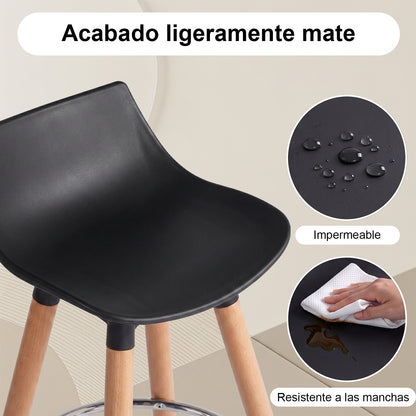 Set de 2 Bancos de Bar Modernos y Cómodos Estilo Nórdico Minimalista - Negro