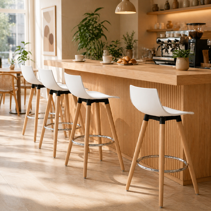 Set de 2 Bancos de Bar Modernos y Cómodos Estilo Nórdico Minimalista - Blanco