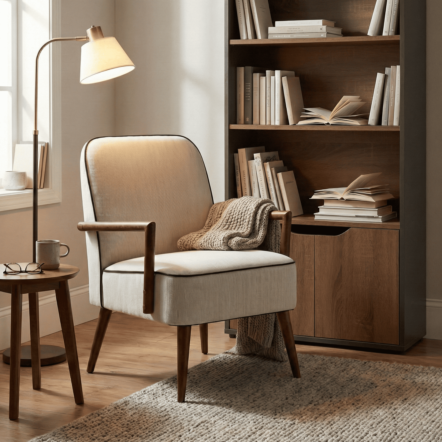 Silla Decorativa de Mediados de Siglo Beige