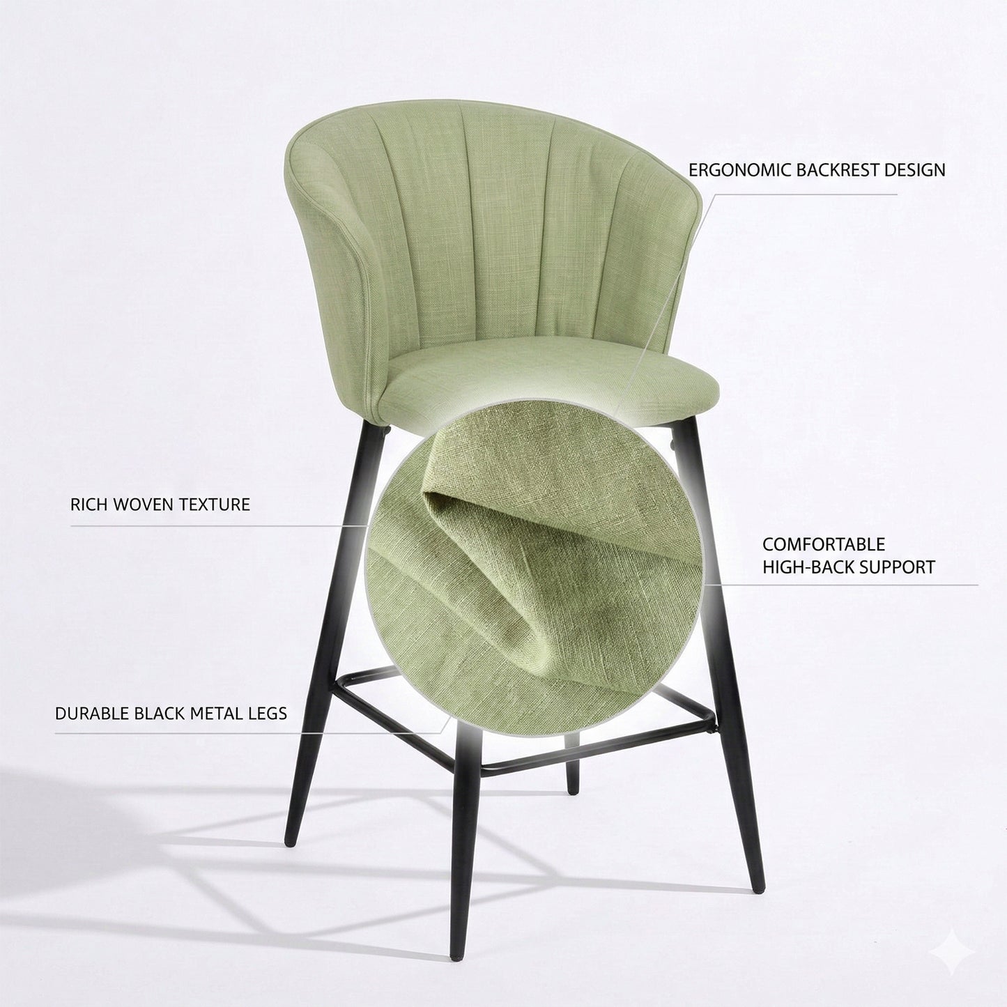 Cyber FurnitureR Conjunto de 2 sillas de Bar de Cocina Verde
