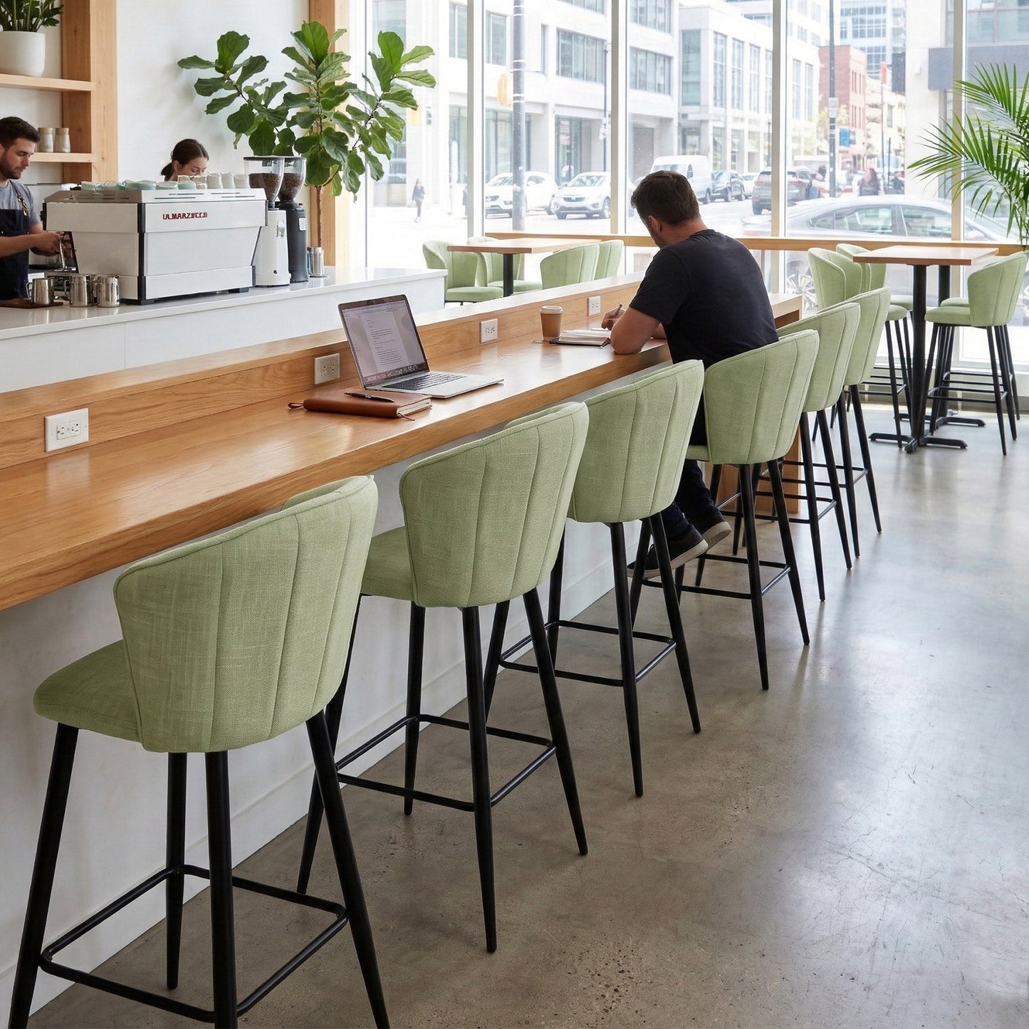 Cyber FurnitureR Conjunto de 2 sillas de Bar de Cocina Verde