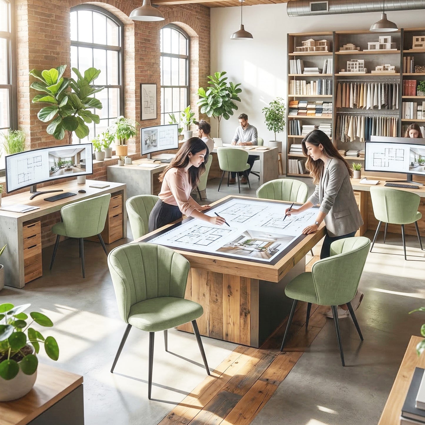 Cyber FurnitureR Juego de 2 Sillas de Comedor Verde
