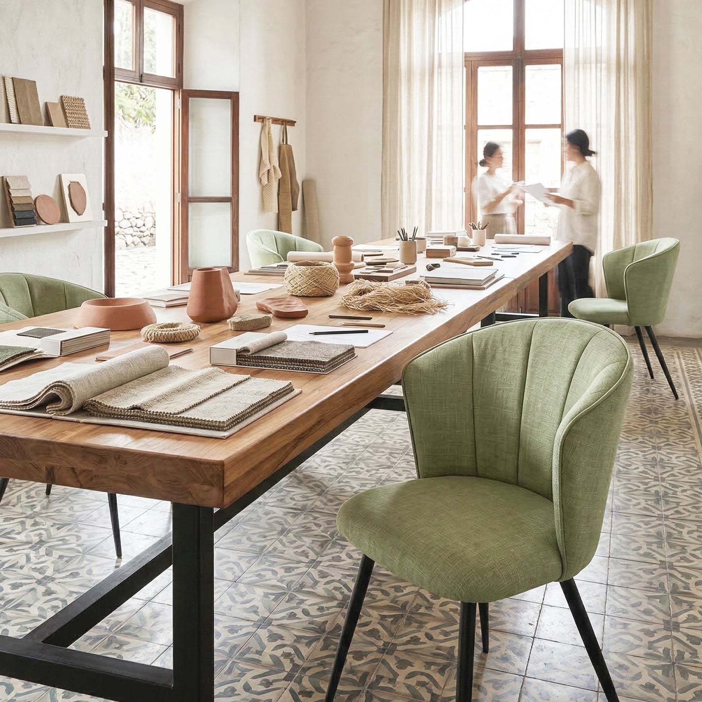 Cyber FurnitureR Juego de 2 Sillas de Comedor Verde