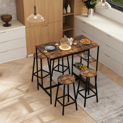 Mesa de Bar con Estructura de Metal Estilo Industrial con Estantes de Madera de Ingeniería