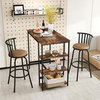 Mesa de Bar con Estructura de Metal Estilo Industrial con Estantes de Madera de Ingeniería