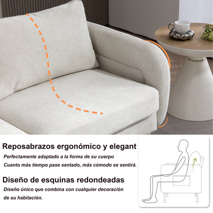 159CM Sofás de Mediados de Siglo para Sala de Estar  Beige
