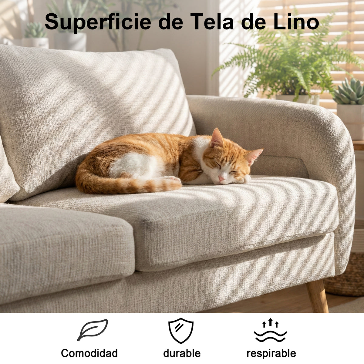 159CM Sofás de Mediados de Siglo para Sala de Estar  Beige