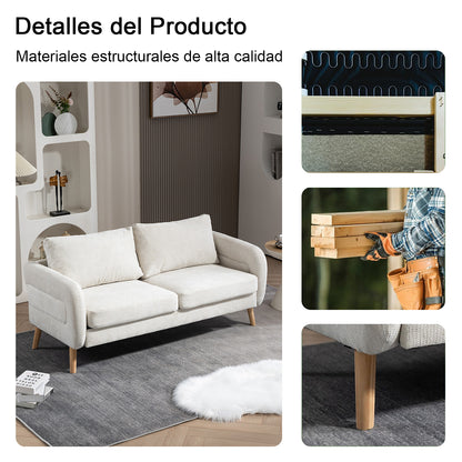 159CM Sofás de Mediados de Siglo para Sala de Estar  Beige