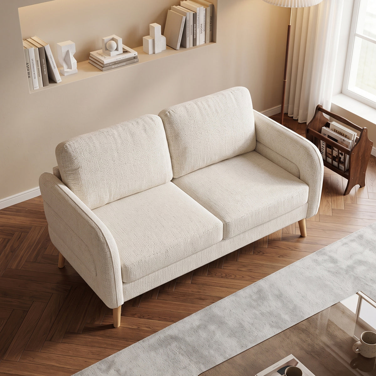 159CM Sofás de Mediados de Siglo para Sala de Estar  Beige