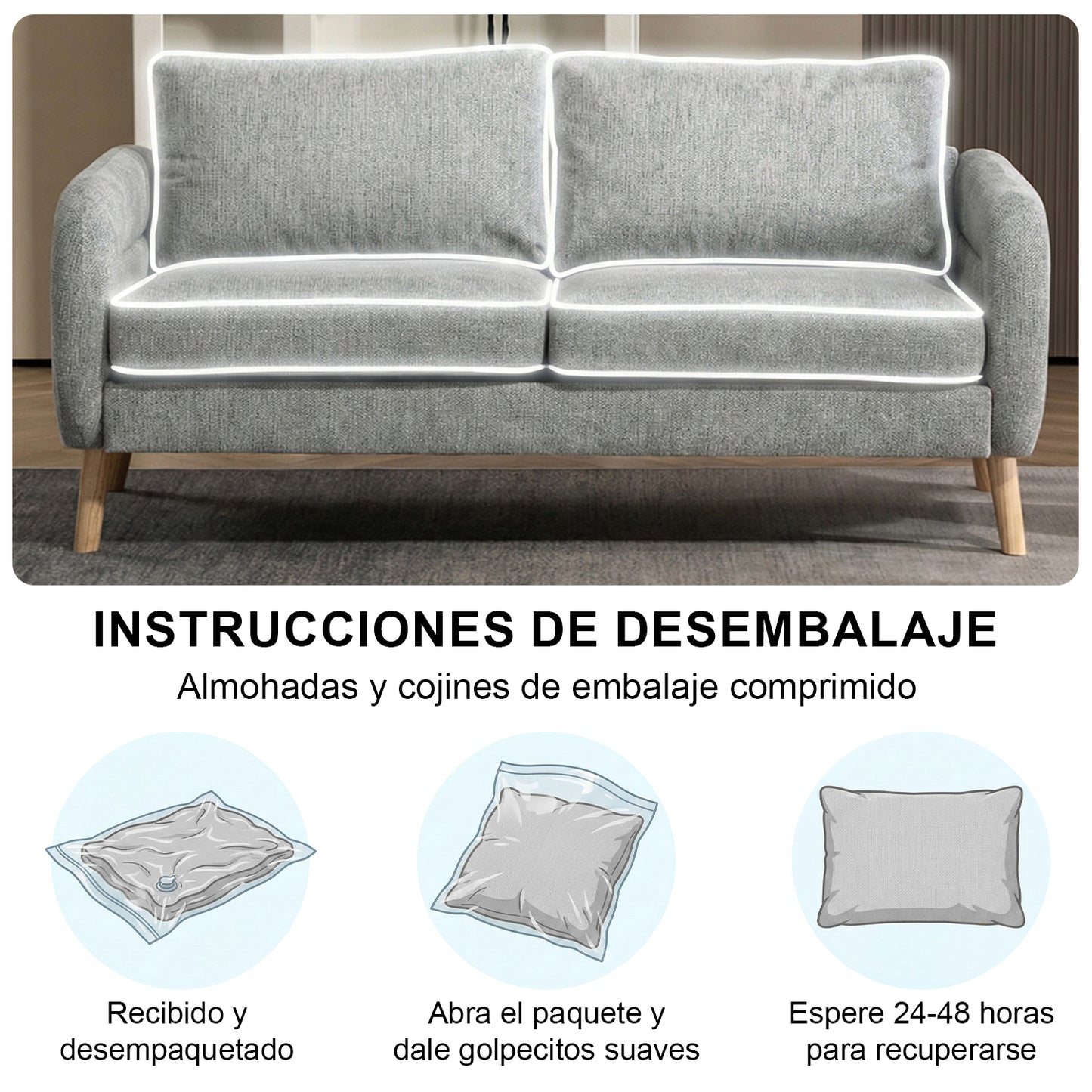 159CM Sofás de Mediados de Siglo para Sala de Estar Gris