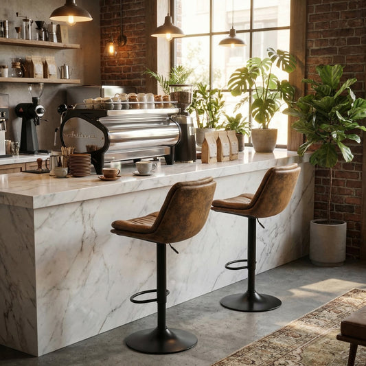 Juego de 2 Taburetes de Bar Giratorios Marrón