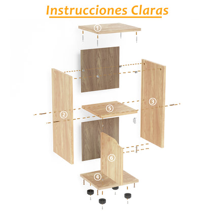 Mesita de Noche de 2 Cubos con Una Puerta Haya