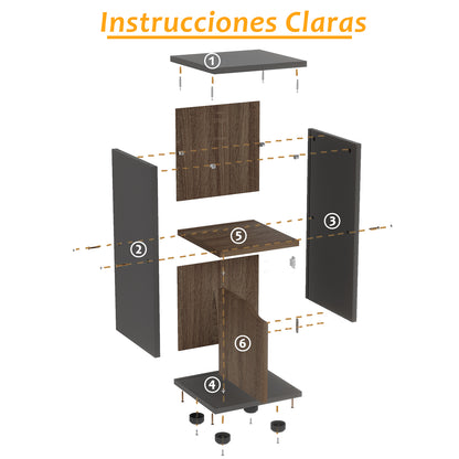 Mesita de Noche de 2 Cubos con Una Puerta Negro