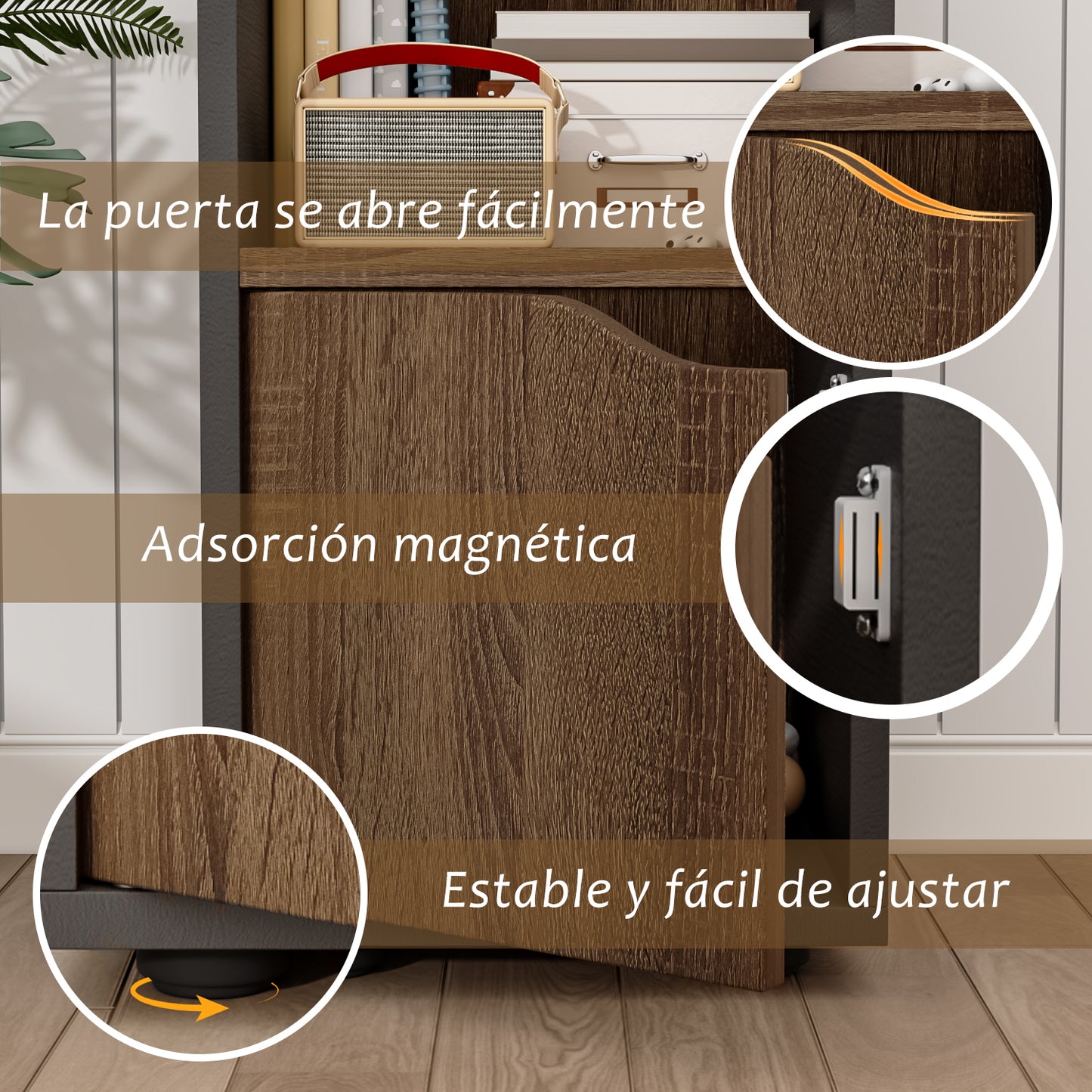 Mesita de Noche de 2 Cubos con Una Puerta Negro