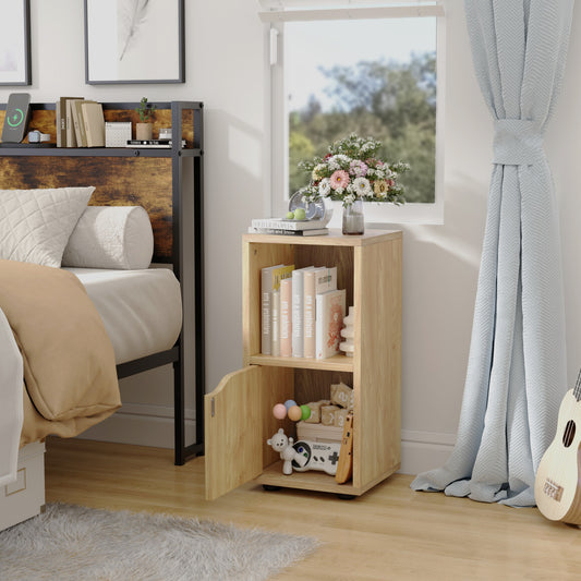 Mesita de Noche de 2 Cubos con Una Puerta Haya