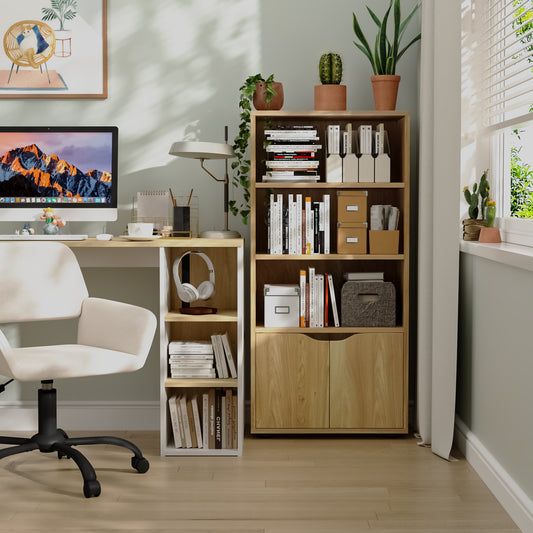 Estantería de Exhibición Independiente Estantería de 3 Niveles con 2 Puertas Haya