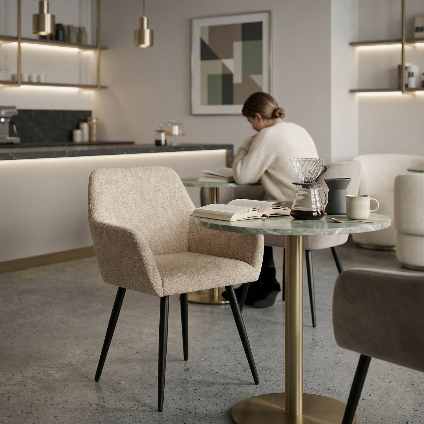 Cyber FurnitureR Juego de 2 Sillas de Comedor Beige