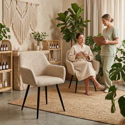 Cyber FurnitureR Juego de 2 Sillas de Comedor Beige