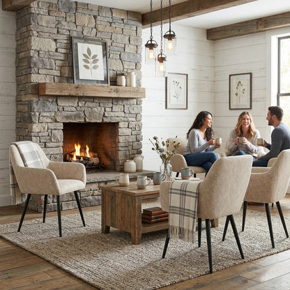 Cyber FurnitureR Juego de 2 Sillas de Comedor Beige
