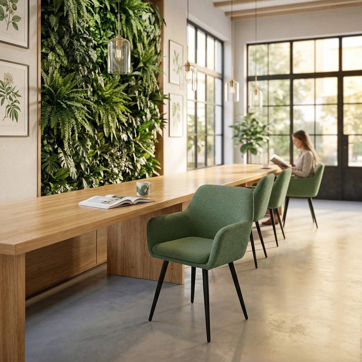 Cyber FurnitureR Juego de 2 Sillas de Comedor Verde