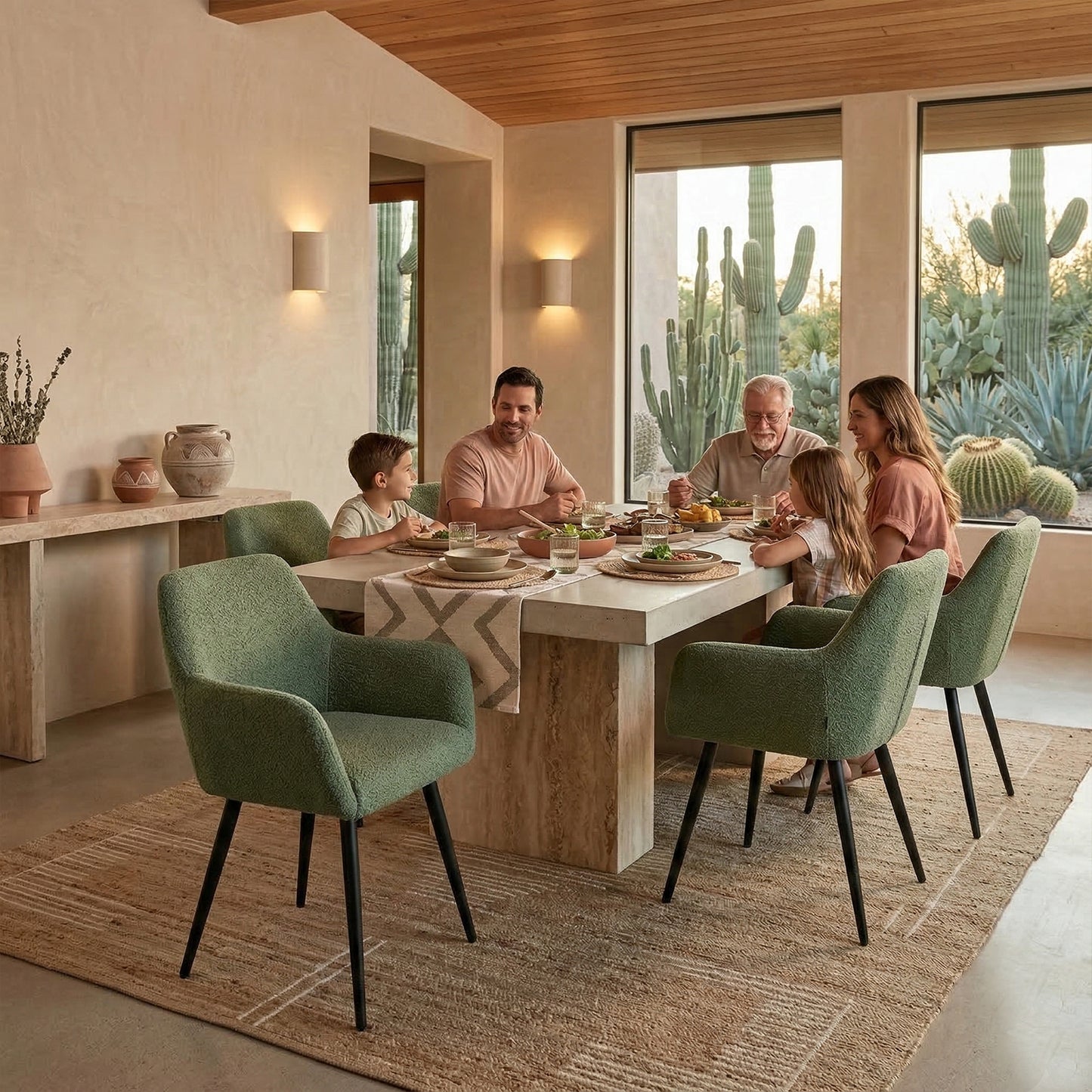 Cyber FurnitureR Juego de 2 Sillas de Comedor Verde