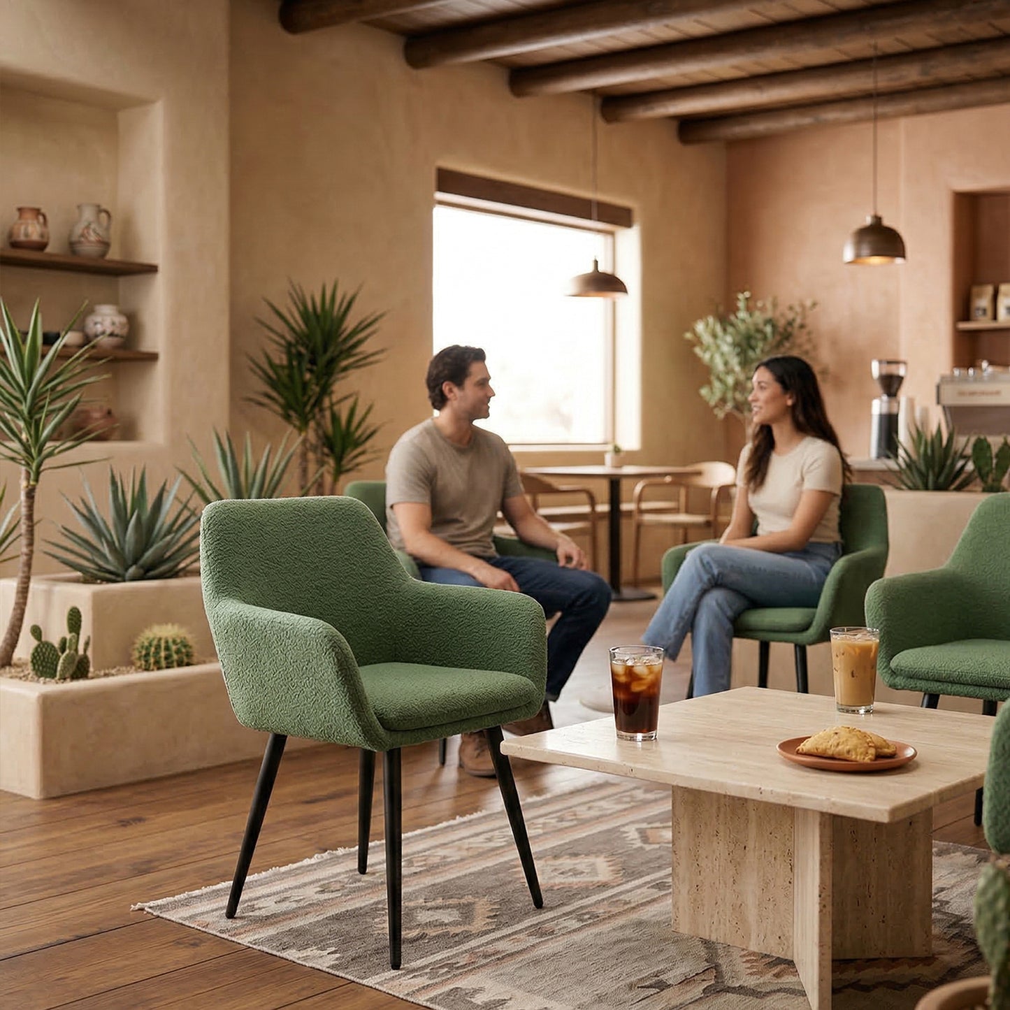 Cyber FurnitureR Juego de 2 Sillas de Comedor Verde
