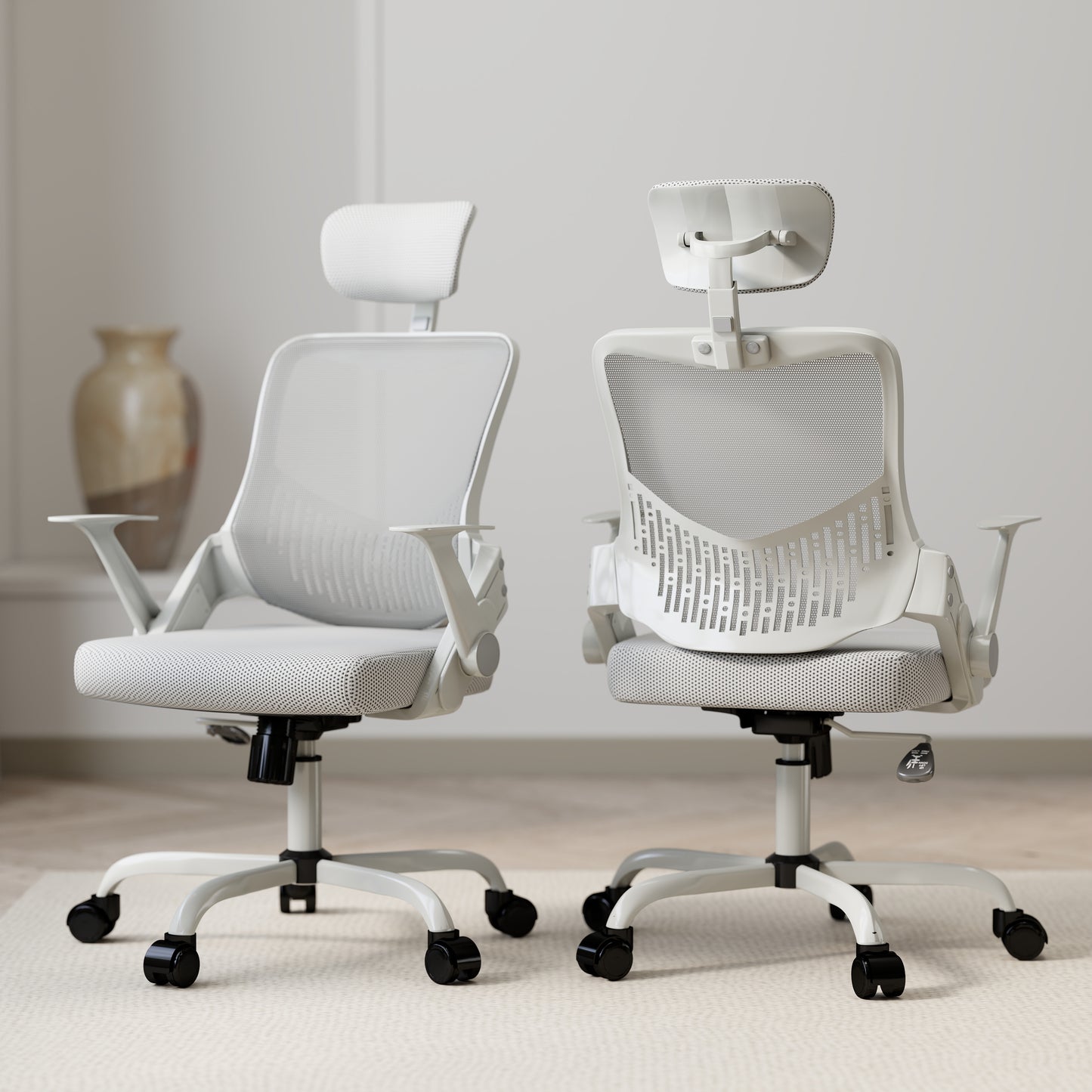 Silla de Oficina Ergonómica con Reposacabezas Gris