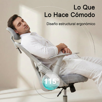 Silla de Oficina Ergonómica con Reposacabezas Gris