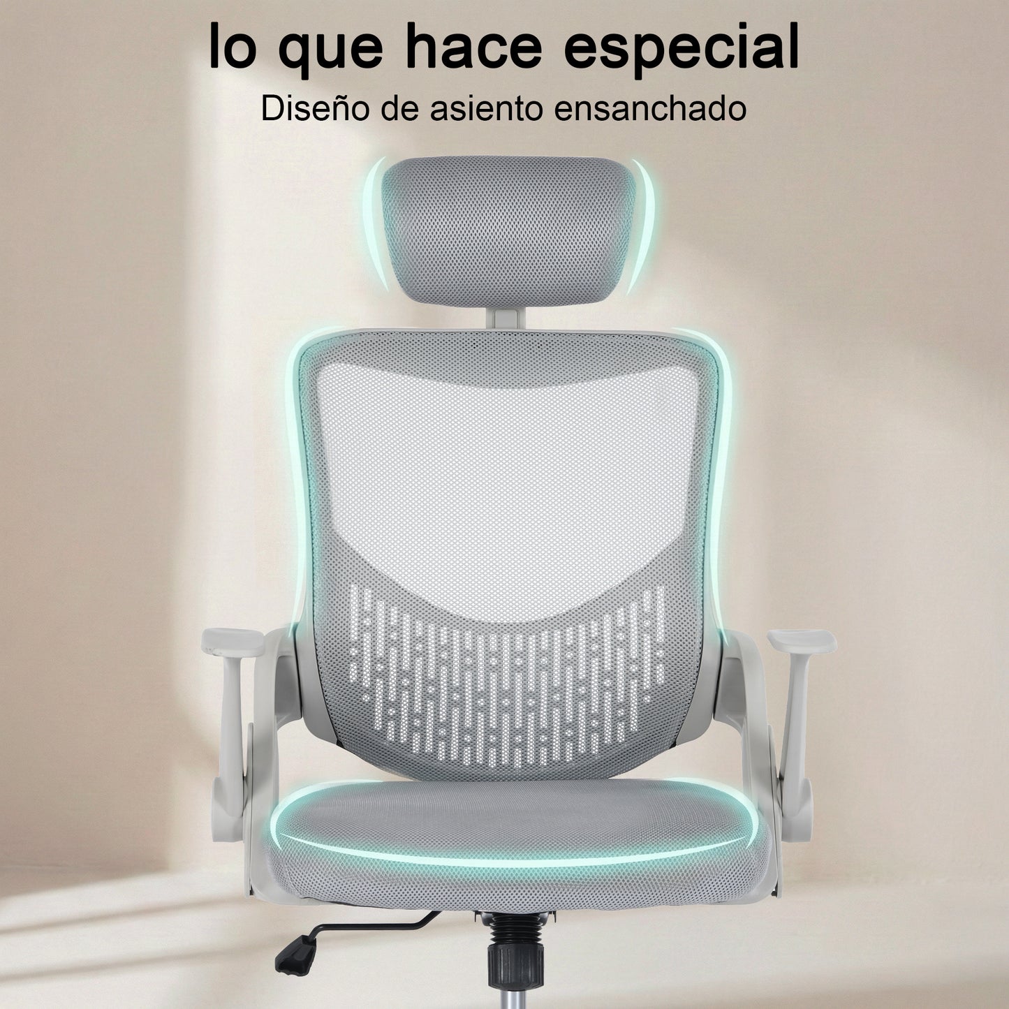 Silla de Oficina Ergonómica con Reposacabezas Gris
