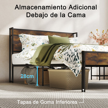 Marcos de Cama Doble, Cabecero de Almacenamiento con Estación de Carga