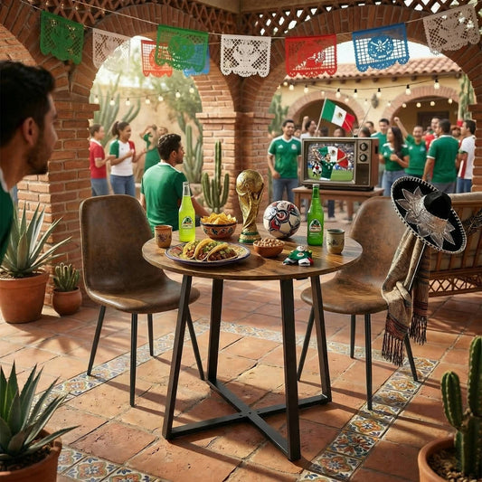 Mesa Bistró de Comedor Redonda 80 cm de Diámetro Estilo Industrial